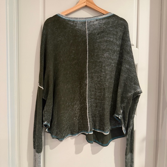 Sundance Gentry Henley Olive Green Waffle Knit Top Size Large - Picture 3 of 7